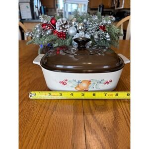 CorningWare A-2-B Abundance Casserole Dish • 2 Qt • Vintage USA • Fruit Pattern